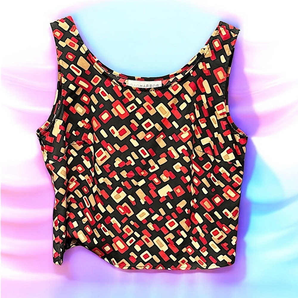 Sag harbor Women's Geometric Print Top - Black and Red size 14